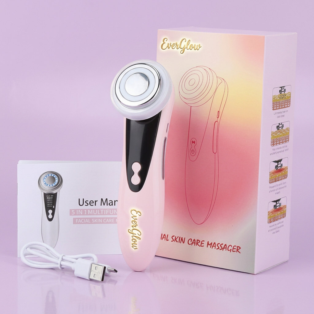 EverGlow 4-in-1 Electric Facial Massager | Color Light Skin Care Device