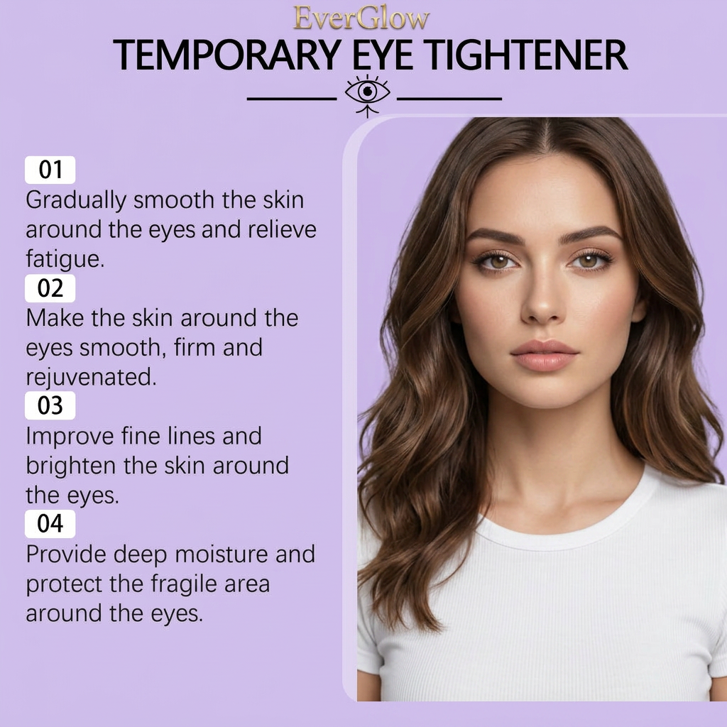 EverGlow Temporary Tightener Eye Cream Reduces Dark Circles Eye Bags Puffiness Fine Lines Anti-Aging Hyaluronic Acid Firming Eye Cream