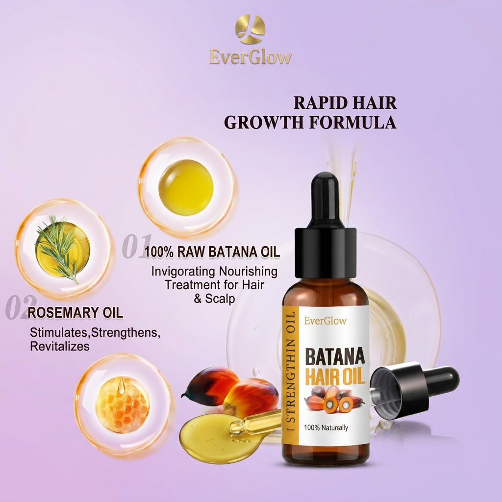 EverGlow Batana Oil — Pure Hair Growth & Nourishment Treatment for Men & Women