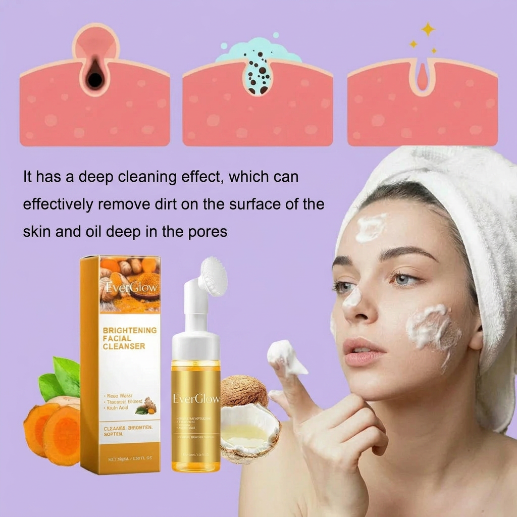 EverGlow Turmeric Cleansing Foam — Deep Pore Cleanse, Brightening & Hydration | 100ml